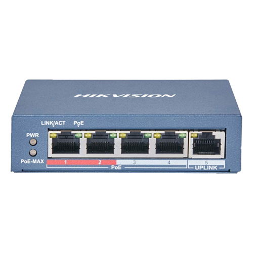 Switch 4 porturi 100 Mb PoE, 1 port uplink RJ45 100 Mb, SMART Management - HIKVISION DS-3E1105P-EI-M [2]