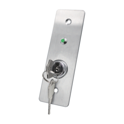 Control acces - Buton de iesire cu cheie, montaj ingropat, inox, LED, NO-NC-COM, 115 x 40 mm CSK-408SLED