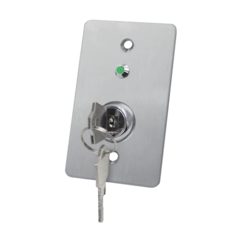 Control acces - Buton de iesire cu cheie, montaj ingropat, inox, LED, NO-NC-COM, 86 x 50 mm CSK-508SLED