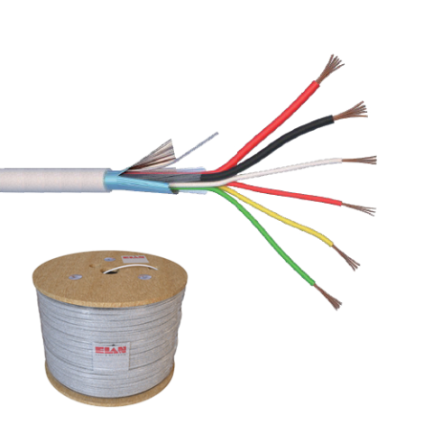 Cabluri ALARMA - Cablu de alarma 6 fire ecranate + alimentare 2x0.75, cupru integral, 500m 6CUEF+2x0.75-T