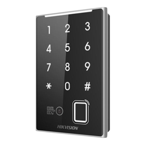 Control acces - Cititor de proximitate MIFARE, amprenta, cod QR, Wiegand, RS-485, tastatura integrata -HIKVISION DS-K1109DKFB-QR