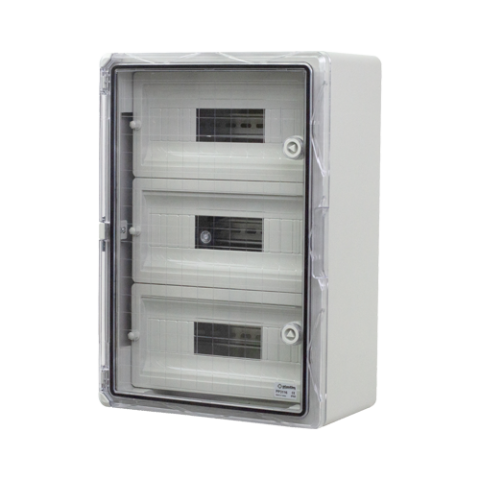 Doze jonctiuni si cabinete - Cutie modulara IP65 din ABS gri, usa transparenta, 3 x 15 module, 350x500x190 mm PP3116