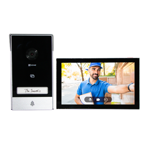 Kit interfon video inteligent EZVIZ, rezolutie 2k, monitor TFT 7 inch, instalare pe 2 fire, RFID, comenzi poarta/usa, SDcard, Wi-Fi, IR CS-HP7-2k [1]
