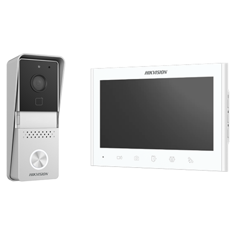 Kituri interfoane - Kit videointerfon analogic 7inch, camera, conectare 2 fire - HIKVISION DS-KIS102-P-Aparent