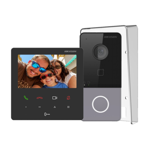Kituri interfoane - KIT videointerfon pentru 1 familie, RJ-45 - 10/100, monitor 4.3 inch - HIKVISION DS-KIS606-P