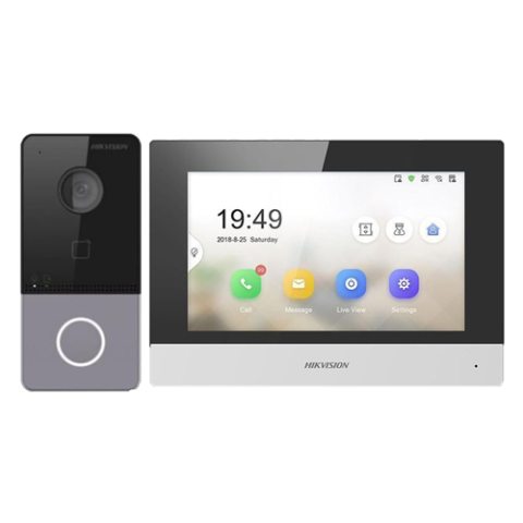 KIT videointerfon TCP/IP pentru 1 familie, monitor TFT LCD 7 inch - HIKVISION DS-KIS603-P [2]