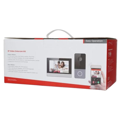 KIT videointerfon TCP/IP pentru 1 familie, monitor TFT LCD 7 inch - HIKVISION DS-KIS603-P [1]