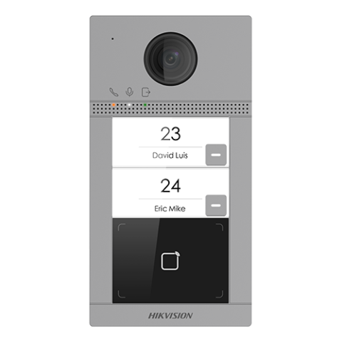 Panou exterior videointerfon TCP/IP pentru 2 familii, Wi-Fi 2.4GHz, control acces integrat - HIKVISION DS-KV8213-WME1 [1]