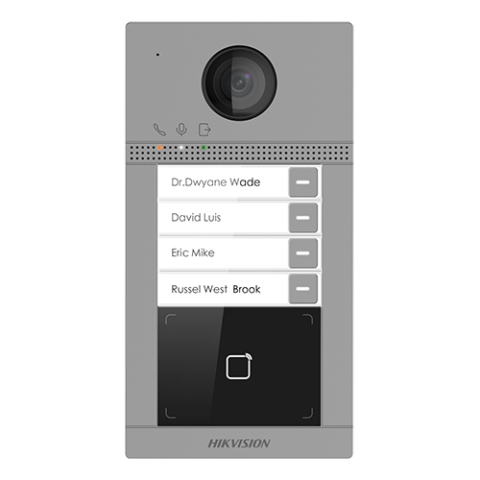 Panou exterior videointerfon TCP/IP pentru 4 familii, Wi-Fi 2.4GHz, control acces integrat - HIKVISION DS-KV8413-WME1 [1]