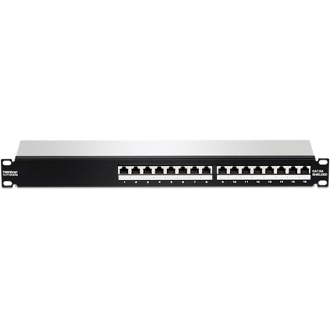 Accesorii rack-uri - Patch Panel 16 porturi RJ45 UTP, Cat6a, Ecranat, 1U - TRENDnet TC-P16C6AS