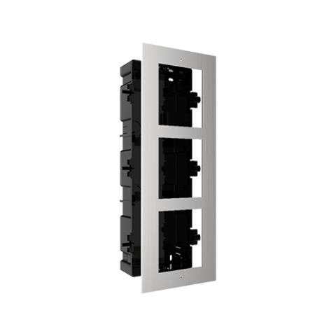 Accesorii interfoane - Rama montaj ingropat din otel inoxidabil, 3 module, pentru Interfon modular - HIKVISION DS-KD-ACF3-S