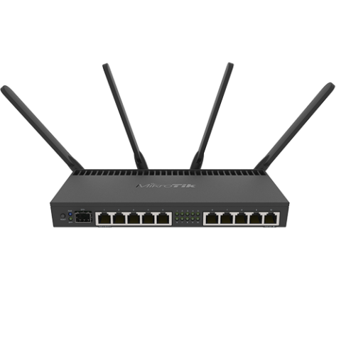 Routere - Router 10 x Gigabit, 1 x SFP+ 10Gbps,PoE IN/OUT, RouterOS L5, Wi-Fi - Mikrotik RB4011iGS+5HacQ2HnD-IN