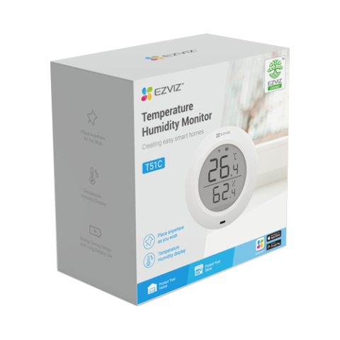 Senzor de temperatura si umiditate Smart Home EZVIZ, afisaj 1.8 inch, comunicare Wireless ZigBee CS-T51C [7]