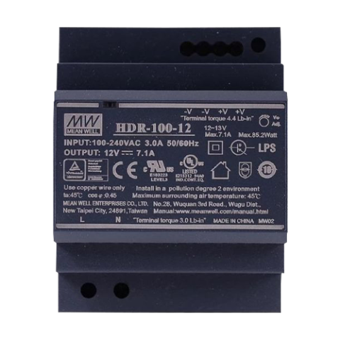 Surse de alimentare si UPS - Sursa de alimentare in comutatie, 12V / 7.1A, sina DIN - MEAN WELL HDR-100-12