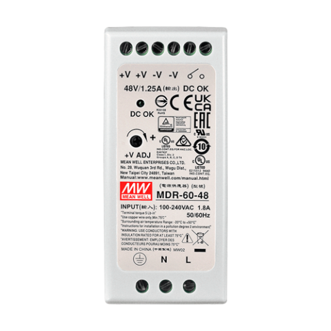 Sursa de alimentare in comutatie, 48V/1.25A, 60W, sina DIN - MEAN WELL MDR-60-48 [4]