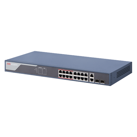 Switch 16 porturi PoE 100Mbps, 2 port uplink Gigabit, SMART Management - HIKVISION DS-3E1318P-EI [3]