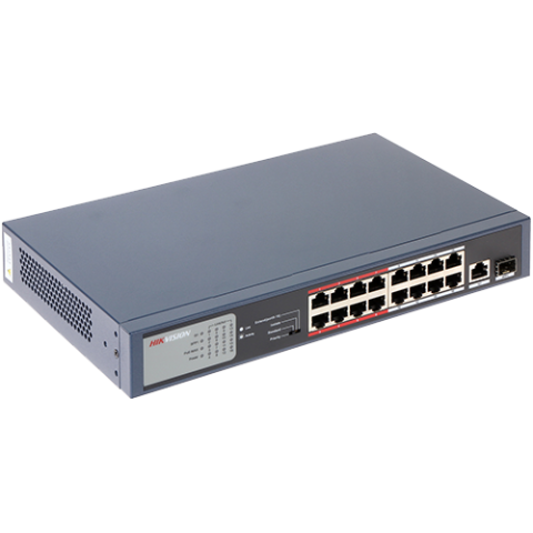 Switch 16 porturi PoE, 2 porturi uplink - HIKVISION DS-3E0318P-E-M [1]