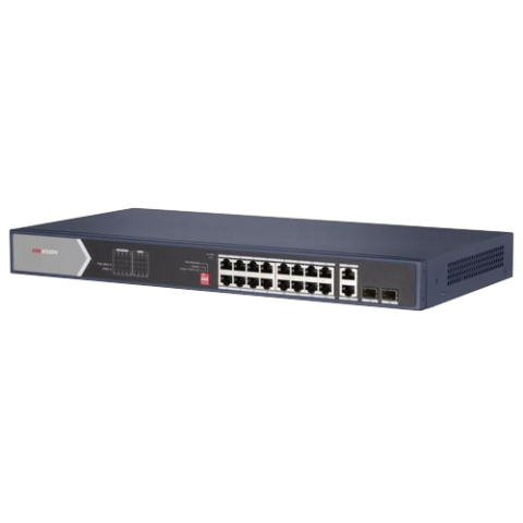 Switch 16 porturi PoE Gigabit fara management, 4 x Hi PoE, 2 x RJ45/SFP uplink Gigabit - HIKVISION DS-3E0520HP-E [1]