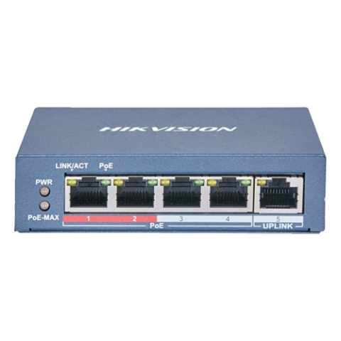 Switch 4 porturi 100 Mb PoE, 1 port uplink RJ45 100 Mb, SMART Management - HIKVISION DS-3E1105P-EI-M [1]