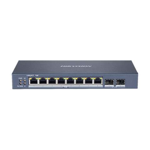 Retelistica - Switch 8 porturi Gigabit PoE, 2 port SFP uplink, SMART Management - HIKVISION DS-3E1510P-SI