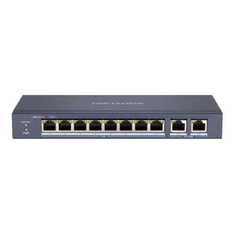 Retelistica - Switch 8 porturi PoE, 2 porturi uplink RJ45 Gigabit - HIKVISION DS-3E0310P-E-M