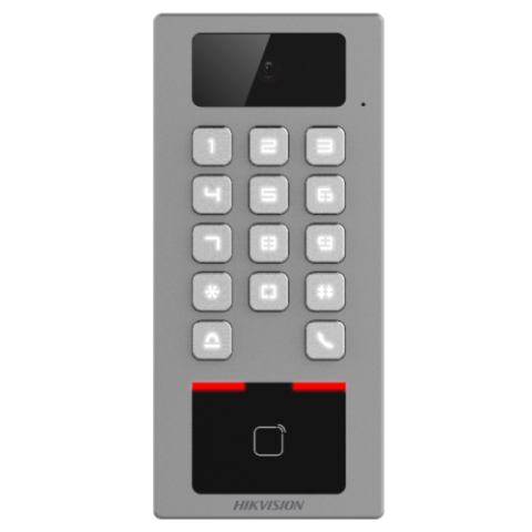 Control acces - Terminal control acces si interfon cu tastatura si cititor card, rezolutie 2MP, Wi-Fi, RS485, Alarma - HIKVISION DS-K1T502DBWX-C