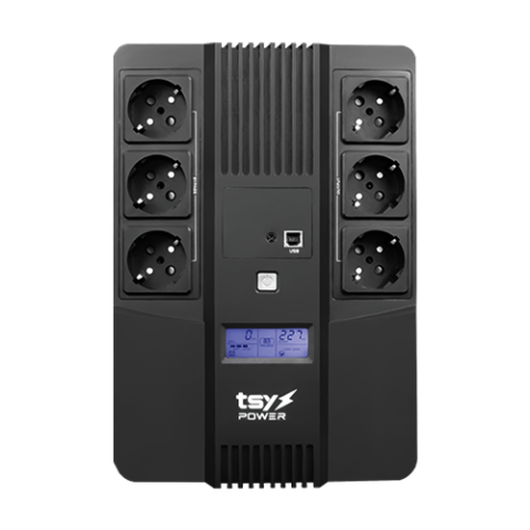 UPS TSY Power, 600VA/360W, LCD, AVR-repornire automata, Management, 6 x Schuko, 2 x RJ45, 1 X USB type B TSY-D-0K6-LCD [4]