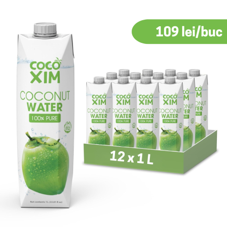 Apă de cocos - Apă de Cocos Cocoxim 100% Pură / 1L / Cutie 12 bucăți