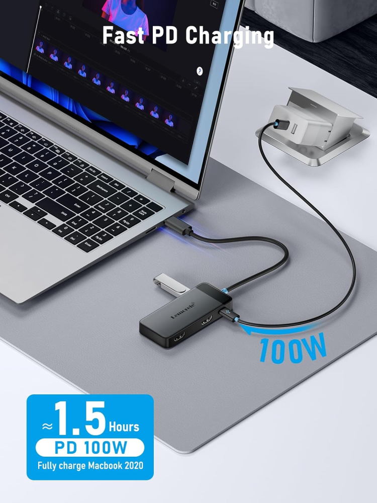 Docking Station Lemorele, Dual Display, 6 in 1 USB C [6]