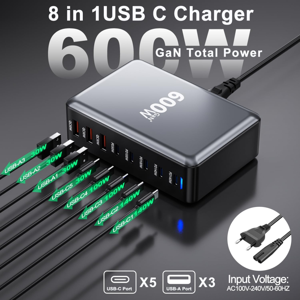 Incarcator sccvee USB-C - 8 Porturi [3]