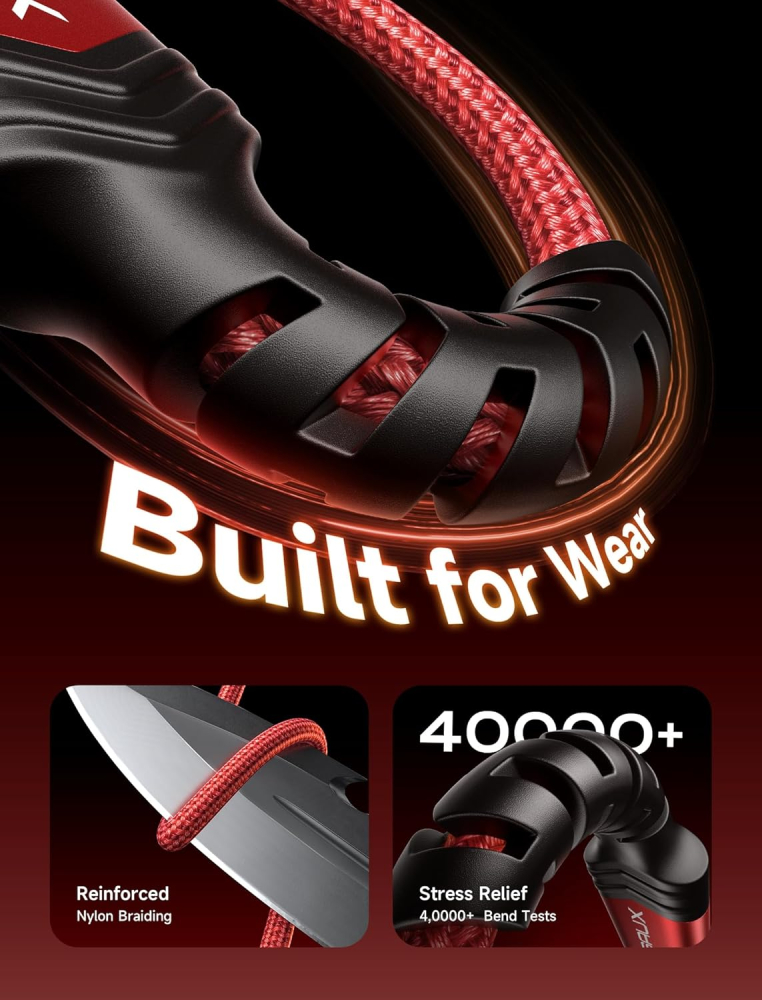 Set 2 Cabluri JSAUX USB-A la USB-C - 2 m Rosu [5]