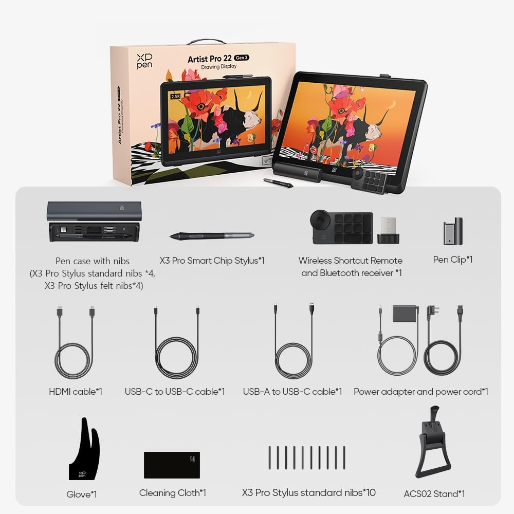 XP-PEN Artist 22 Pro Gen 2 2.5K QHD, 16K X3 Pro Pen, 99.8% sRGB, IPS, 16:9, 2560x1440, 5080 LPI, PS 16384, 220 RPS, Negru [8]