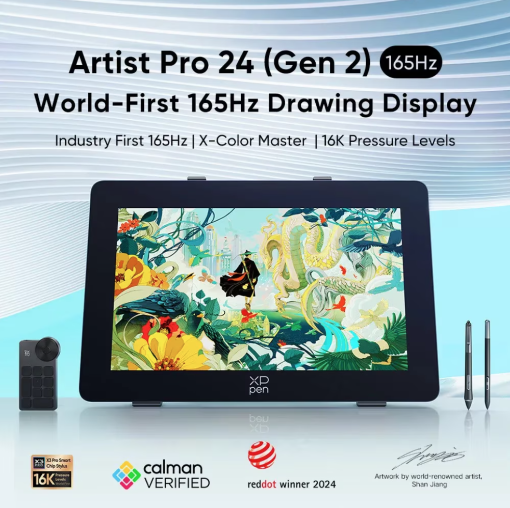 XP-PEN Artist 24 Pro Gen 2 165Hz 23.8", IPS, 16:9, 2560x1440, 5080 LPI, PS 16384, 220 RPS, Negru [2]