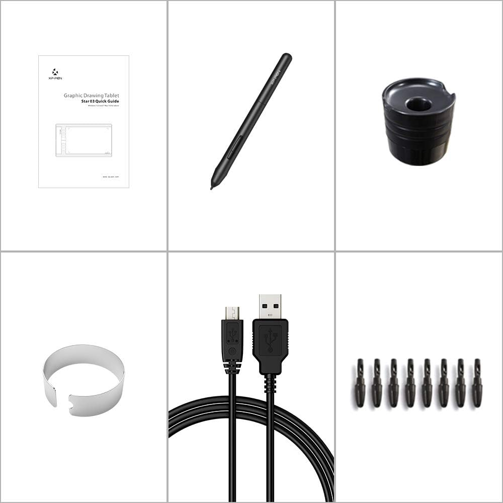 Tableta grafica XP-PEN Star 03 v2, 10x6", USB, 8 Butoane, 8192 niveluri presiune, include Pen-Stand, 8 varfuri de rezerva [8]