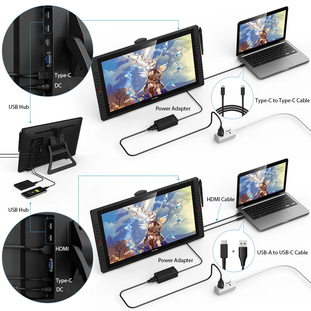 XP-PEN Artist 22R PRO, 21.5" FHD, 82% RGB, include Stand Ajustabil, Artrage 5, Manusa, 8 varfuri de rezerva, TYPE-C [7]