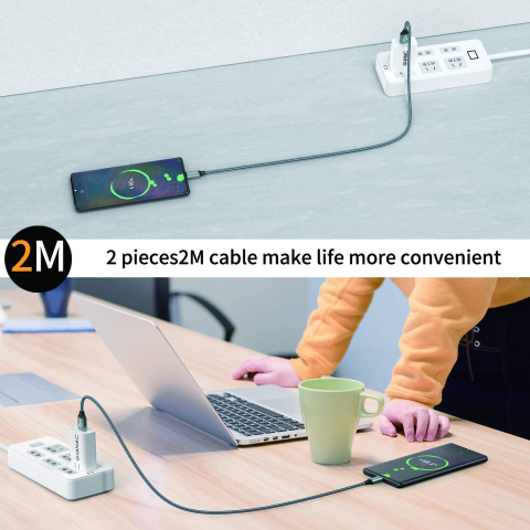 Set 2 Cabluri GIANAC USB-A la USB-C - 2 m [5]