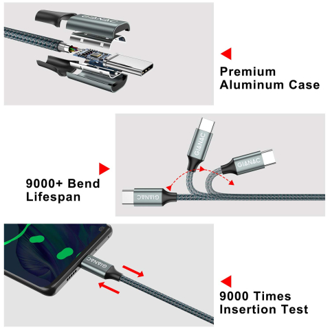Set 2 Cabluri GIANAC USB-A la USB-C - 2 m [1]