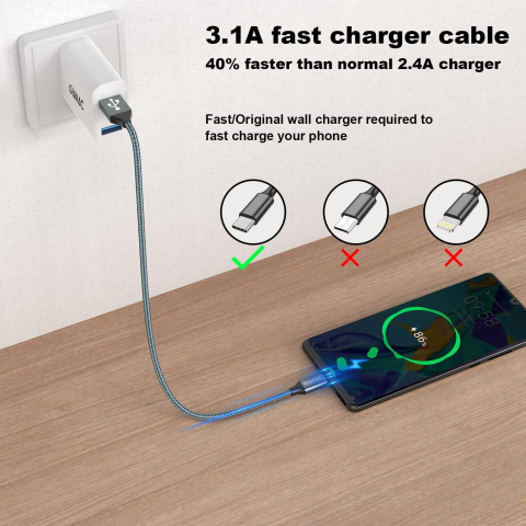 Set 2 Cabluri GIANAC USB-A la USB-C - 2 m [3]