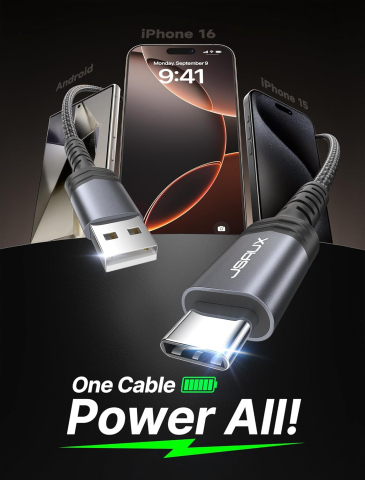 Set 2 Cabluri JSAUX USB-A la USB-C - 2 m Gri [1]