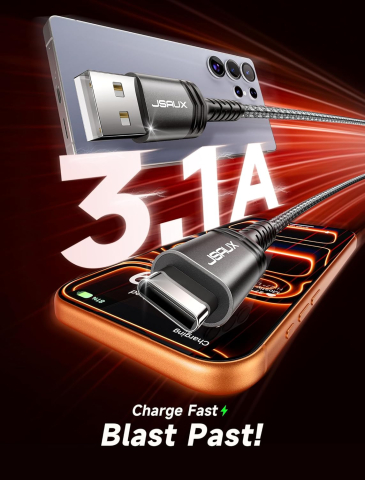 Set 2 Cabluri JSAUX USB-A la USB-C - 2 m Gri [2]