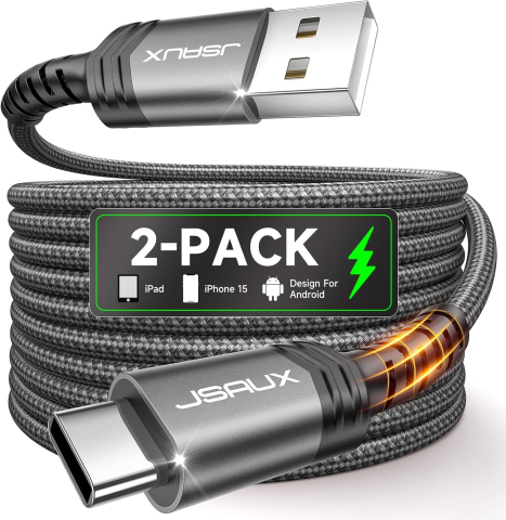 Telefoane mobile & accesorii - Set 2 Cabluri JSAUX USB-A la USB-C - 2 m Gri
