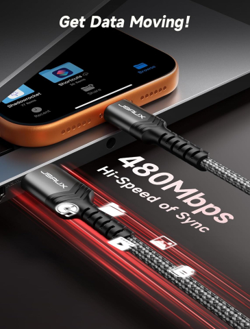 Set 2 Cabluri JSAUX USB-A la USB-C - 2 m Gri [6]