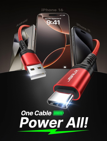 Set 2 Cabluri JSAUX USB-A la USB-C - 2 m Rosu [2]