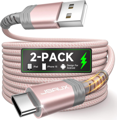 Telefoane mobile & accesorii - Set 2 Cabluri JSAUX USB-A la USB-C - 2 m Roz
