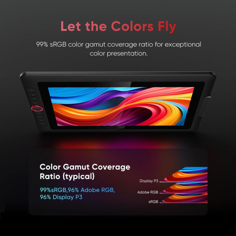 XP-PEN Artist 15.6 Pro V2, 16K X3 Pro Smart Chip Stylus, 99% sRGB, IPS, 16:9, 1920 x 1080, 5080 LPI, PS 16384, 200 RPS, Negru [4]