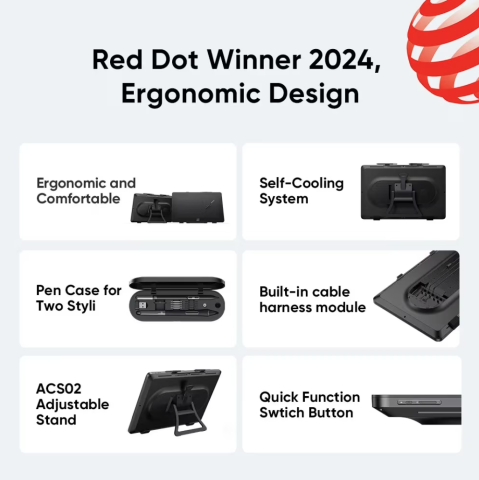 XP-PEN Artist 24 Pro Gen 2 165Hz 23.8", IPS, 16:9, 2560x1440, 5080 LPI, PS 16384, 220 RPS, Negru [9]