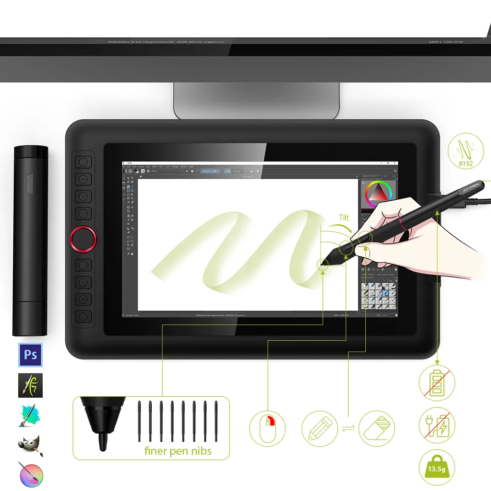 XP-PEN Artist 12 Pro, 11.6" FHD, TILT, 8192 niveluri presiune, include Artrage 5, Manusa, 8 varfuri de rezerva [5]