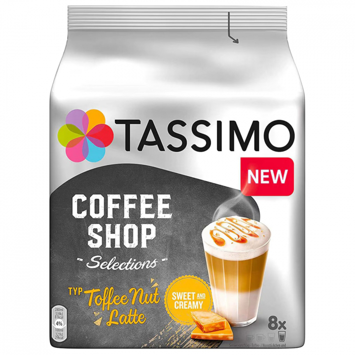 Capsule TASSIMO Coffee Shop Toffee Nut Latte, 8 capsule cafea + 8 capsule lapte, 268g [1]