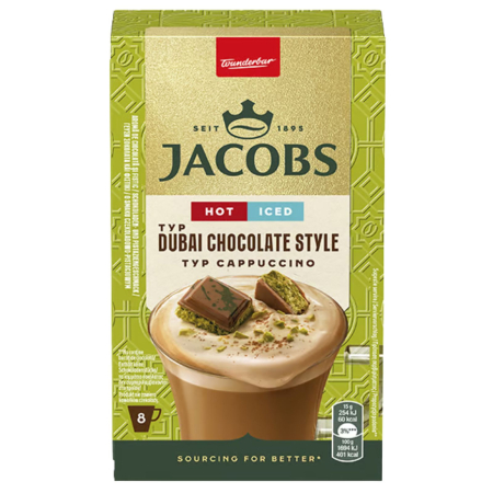 Cafea instant - Cafea instant Jacobs Cappuccino Dubai Chocolate Style, 8 plicuri