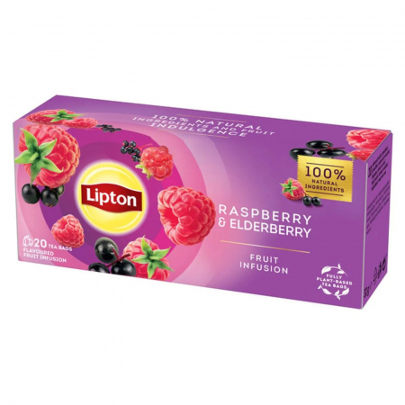 Ceai - Ceai de fructe Lipton cu zmeura si soc, 20 plicuri